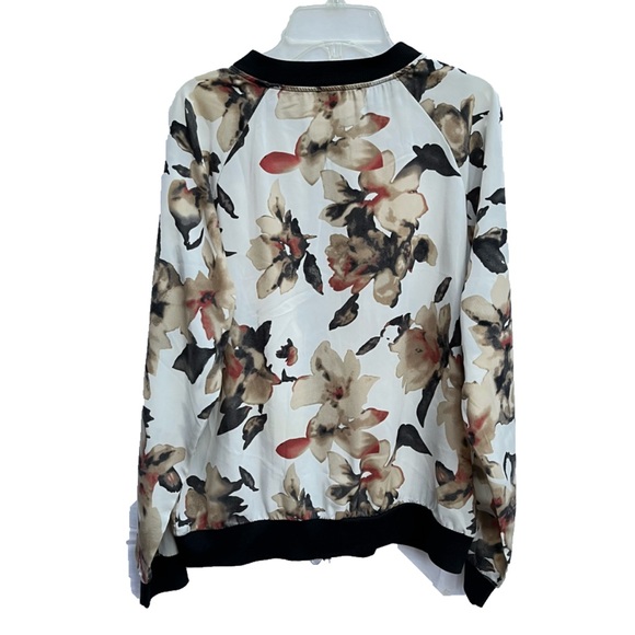 M Medium Tua Sheer Off White Floral Light Bomber Jacket Activewear Casual Indie - Picture 3 of 4